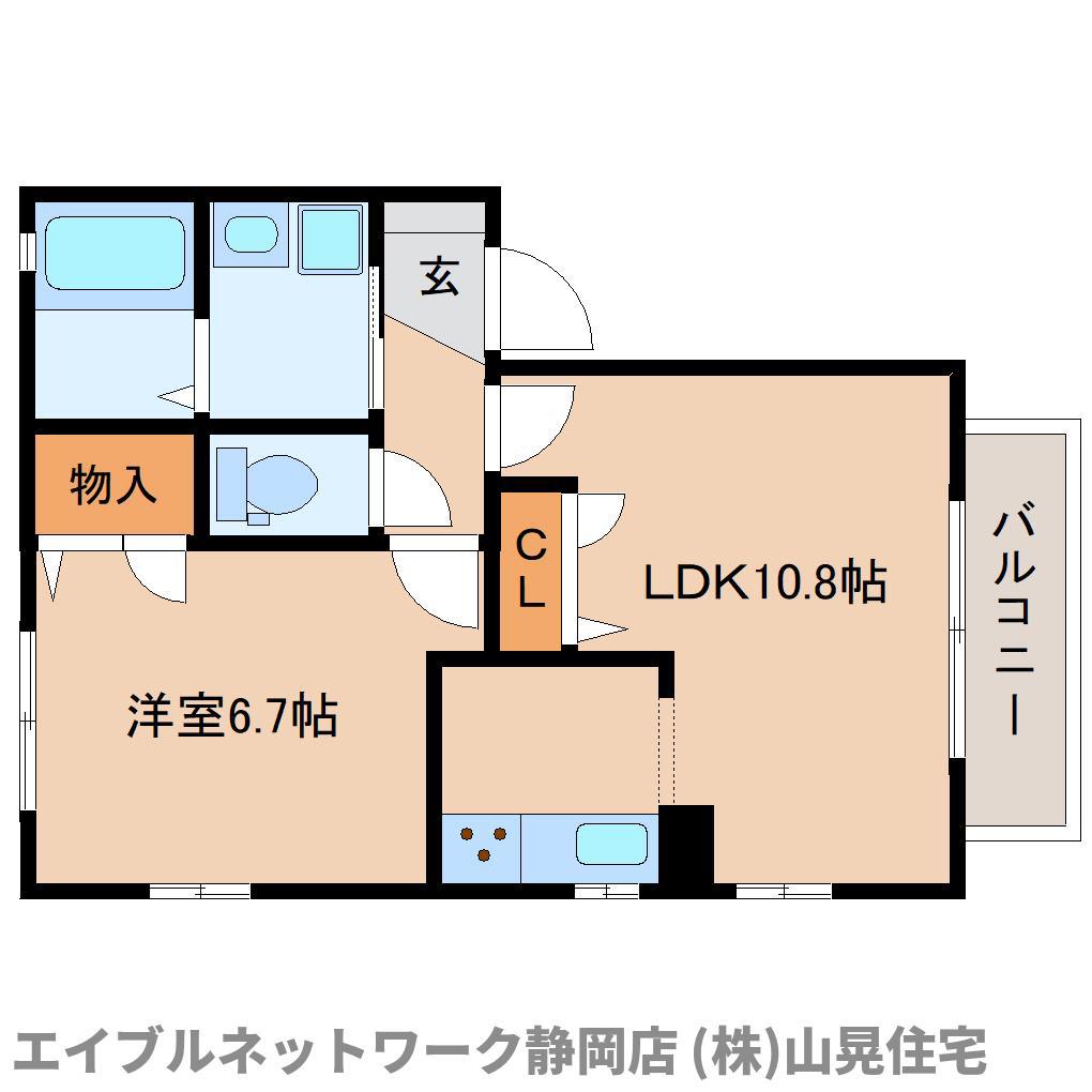 プリエB棟(1LDK/1階)の間取り写真