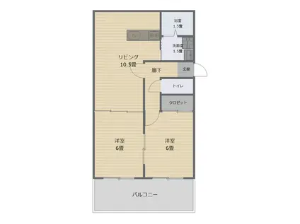 グラニート・シャングリラ(2LDK/2階)の間取り写真