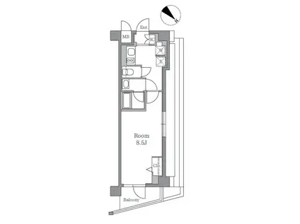 プロスタイルウェルス豊洲イースト(1K/5階)の間取り写真