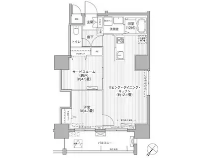 グランデュール富士(1SLDK/8階)の間取り写真