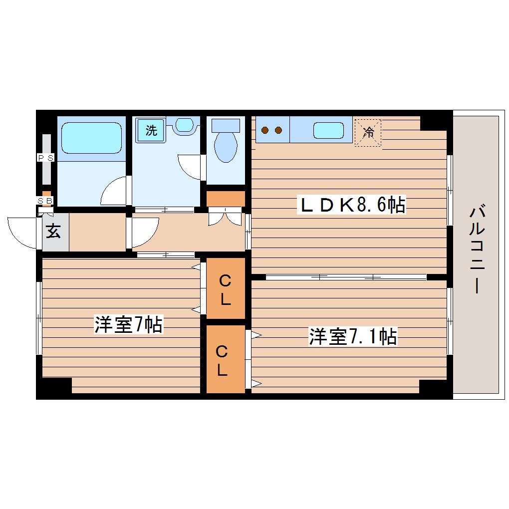 第4ジーオンビル(2LDK/2階)の間取り写真