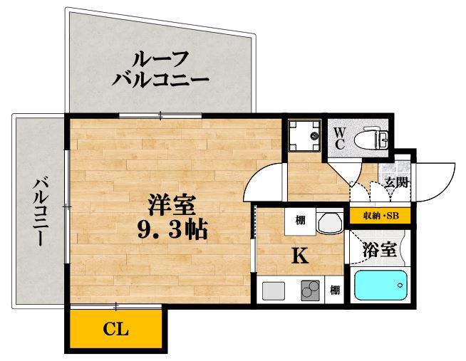 ブライト 岸里(1K/2階)の間取り写真