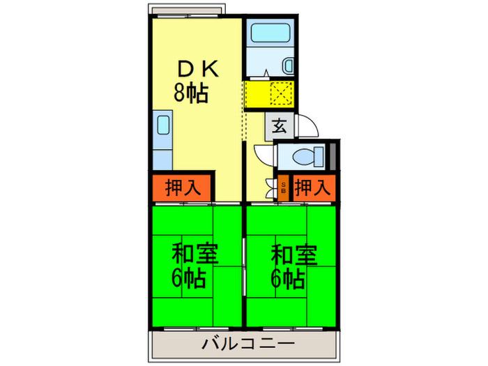 パールハイツ曙(2DK/2階)の間取り写真