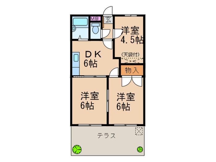 ホワイトハイツ梶ヶ谷(3DK/1階)の間取り写真