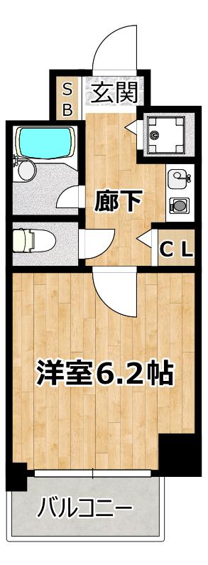 パラシオ塚本II(1K/6階)の間取り写真