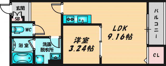 リュクスシティー永和(1LDK/1階)の間取り写真