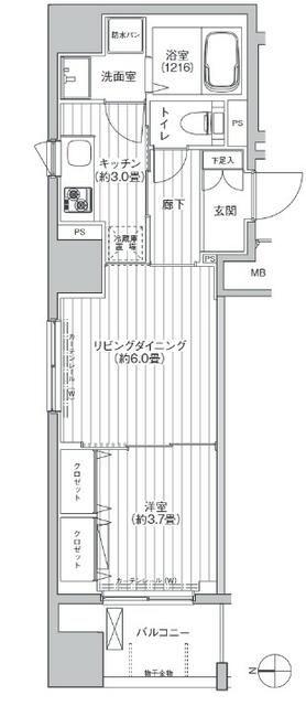 レジェンダリーコート赤羽(1LDK/4階)の間取り写真