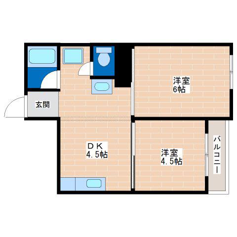PALMIZIO平野西II(2DK/2階)の間取り写真