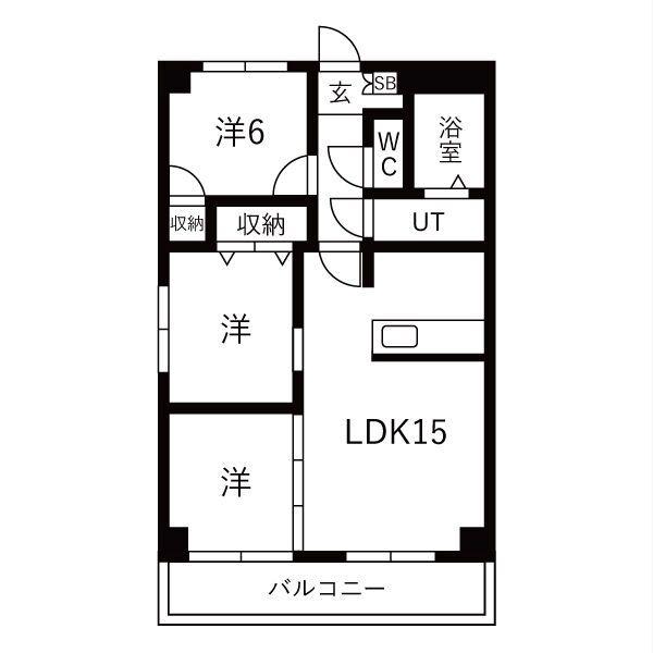 プロミネント四日市(3LDK/5階)の間取り写真