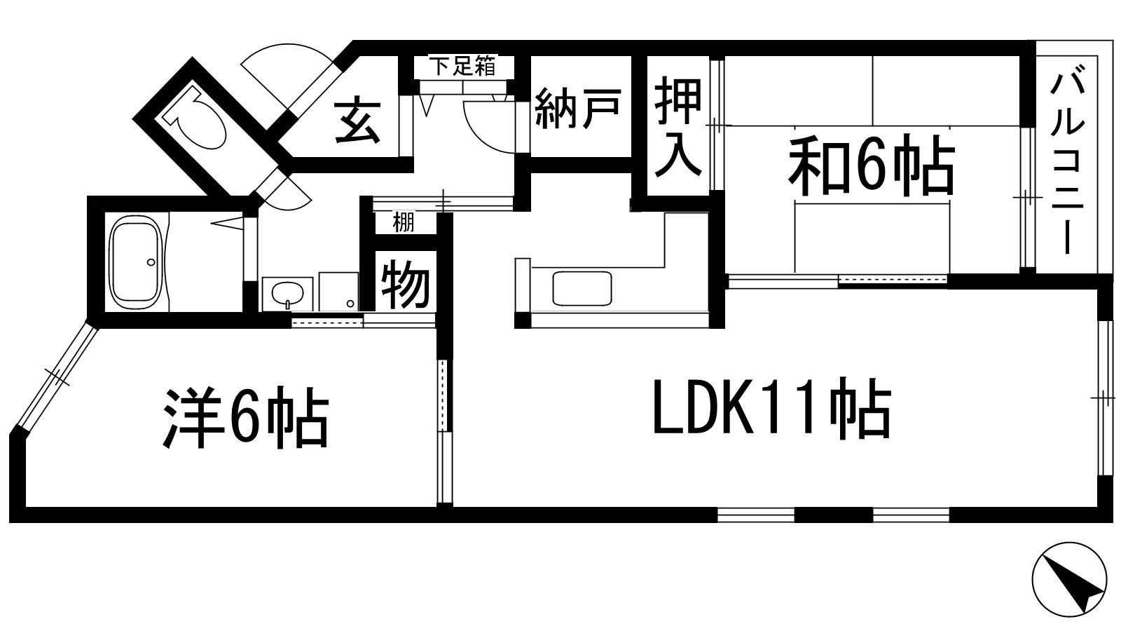 ノアズアーク(2LDK/2階)の間取り写真