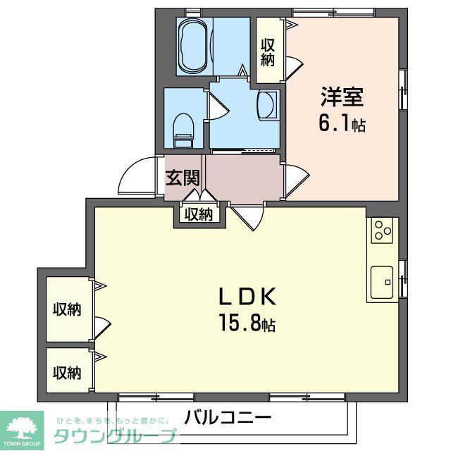 サニーハイツ駒ヶ橋(1LDK/1階)の間取り写真