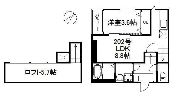ラ・リベルタ博多 453(1LDK/2階)の間取り写真