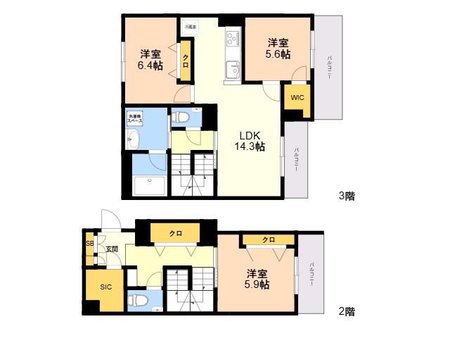 シャーメゾンLUCIE(3LDK/2階)の間取り写真