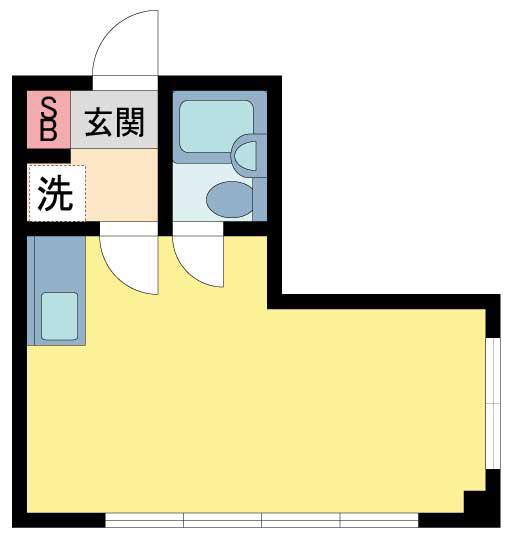 ティアラ宝塚(1DK/6階)の間取り写真