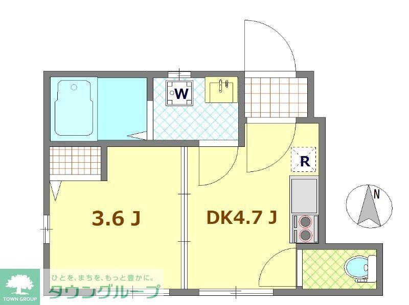 ベレガンス船橋(1DK/1階)の間取り写真