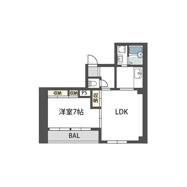 ギャラリービル(1LDK/3階)の間取り写真