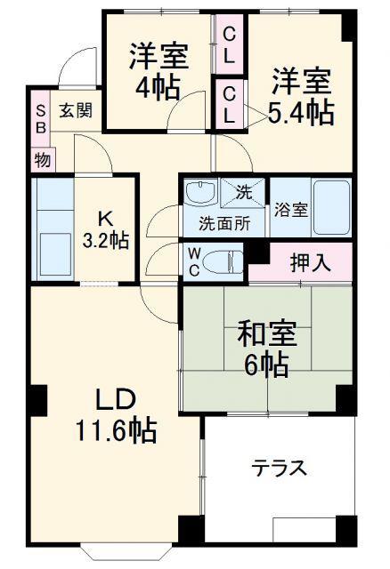 リッシェル浦和(3LDK/1階)の間取り写真