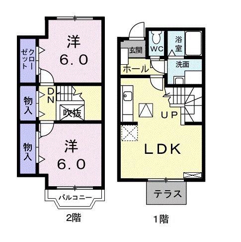 エム・プルミエD(2LDK/1階)の間取り写真