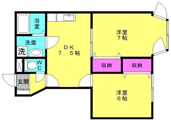 ヴァンヴェールA(2DK/1階)の間取り写真
