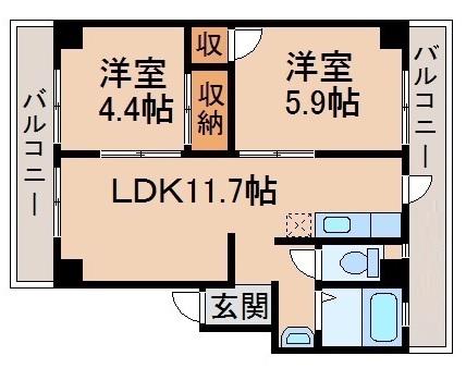 ネクサス和歌浦I(2LDK/3階)の間取り写真