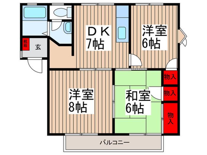 WINDY A(3DK/1階)の間取り写真