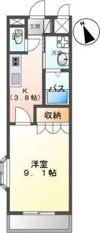敬愛ハイツA(1K/2階)の間取り写真