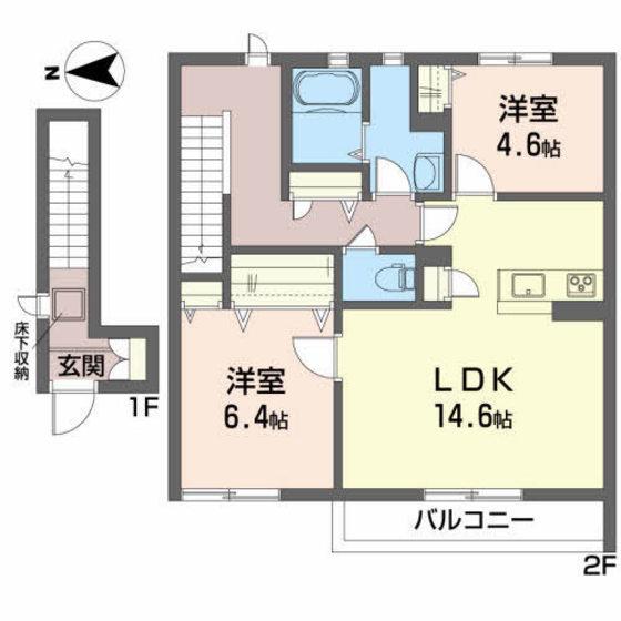 CALM GARDEN(2LDK/2階)の間取り写真