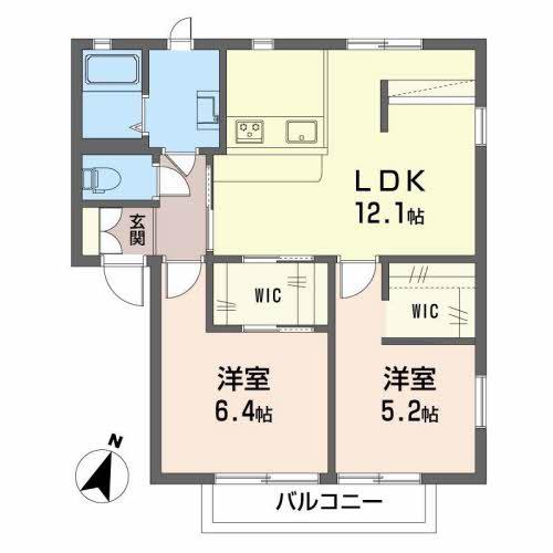 大宮ハイツ(2LDK/2階)の間取り写真
