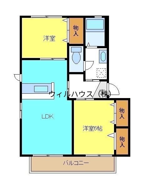 ボンヌシャンス(2LDK/1階)の間取り写真