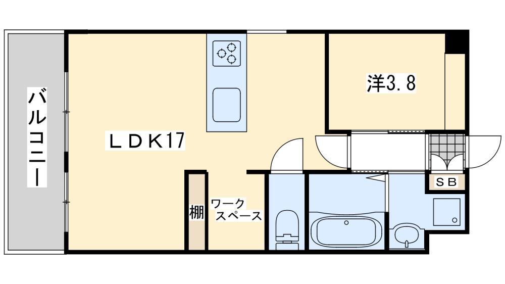 ウイングス熊手(1LDK/14階)の間取り写真