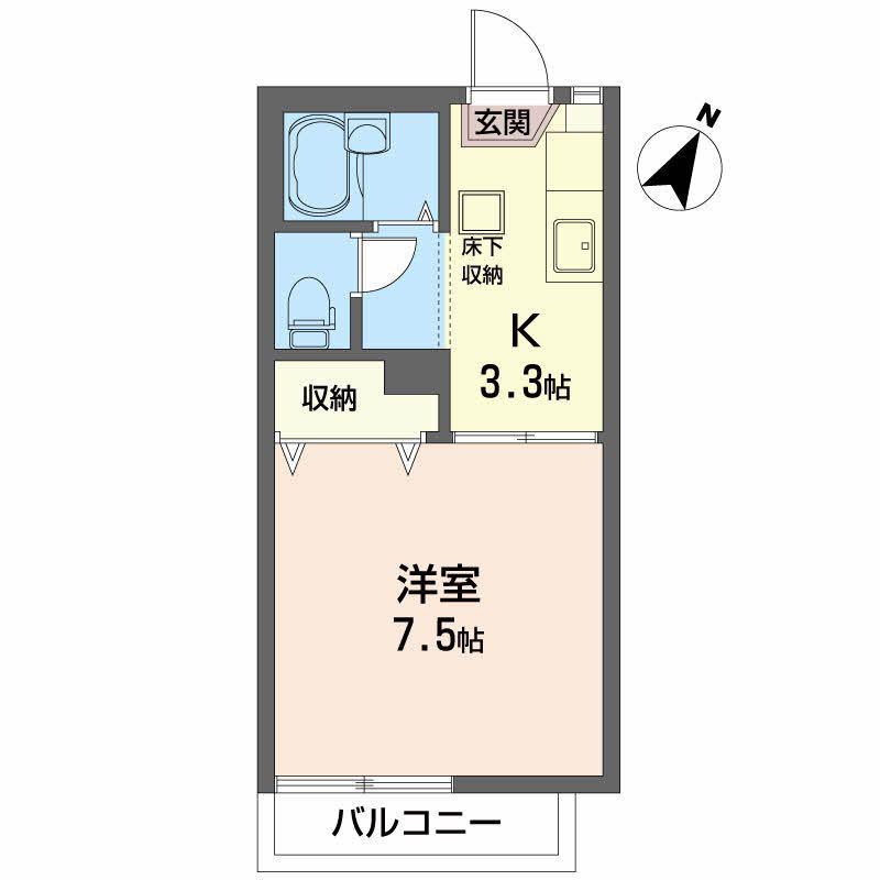 タウニィ小野(1K/2階)の間取り写真
