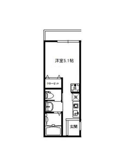 Yハウス(ワンルーム/2階)の間取り写真