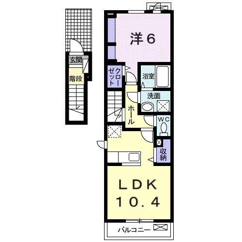 エアリー(1LDK/2階)の間取り写真