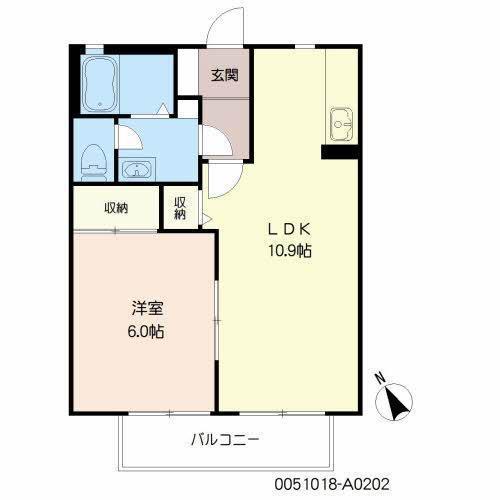 バリュージュ恒久 壱番館(1LDK/2階)の間取り写真