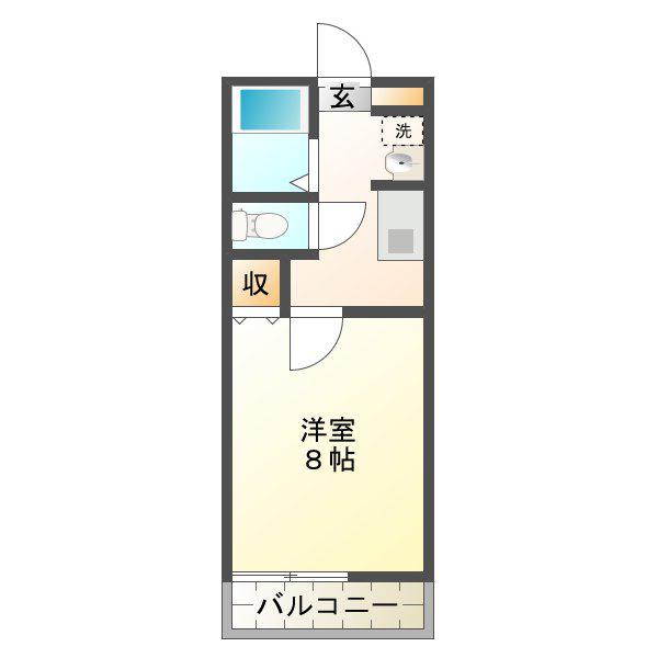 ジュネス久居(1K/2階)の間取り写真