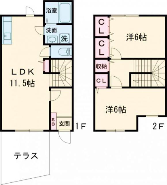 ルミエールヴィラ(2LDK/1階)の間取り写真