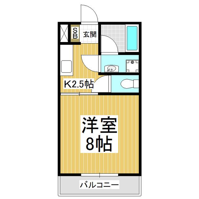 アルプスハイツ ヤザワ(1K/2階)の間取り写真