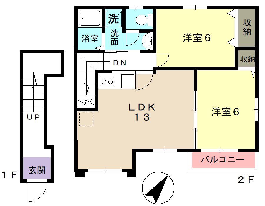 パルカーサ(2LDK/2階)の間取り写真