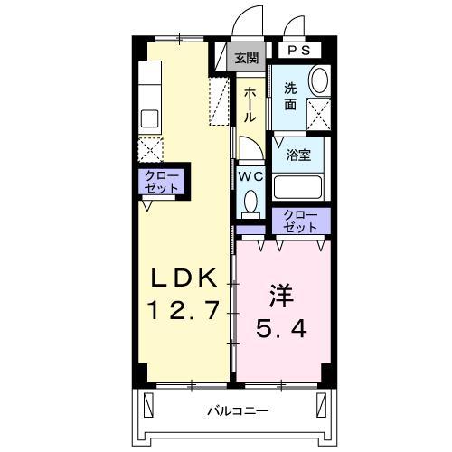サニーテラス(1LDK/1階)の間取り写真