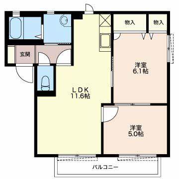 サニーホームズ(2LDK/2階)の間取り写真