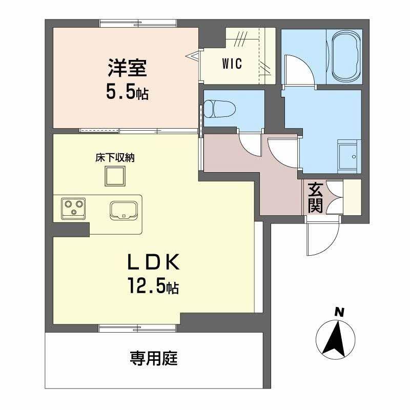 ノルディア野田(1LDK/1階)の間取り写真