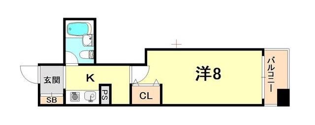 アスライフ湊川公園(1K/2階)の間取り写真