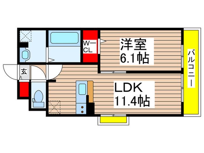 ジーニアス・ラソ(1LDK/1階)の間取り写真