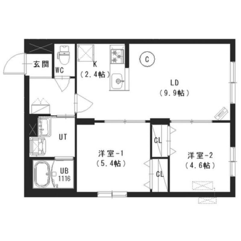 平岸3-5(2LDK/2階)の間取り写真