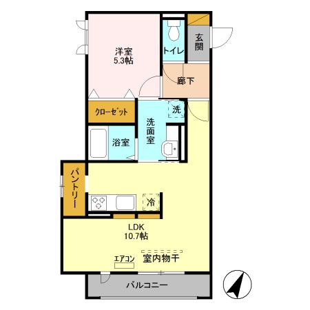 グレイスエクセレンス(1LDK/3階)の間取り写真