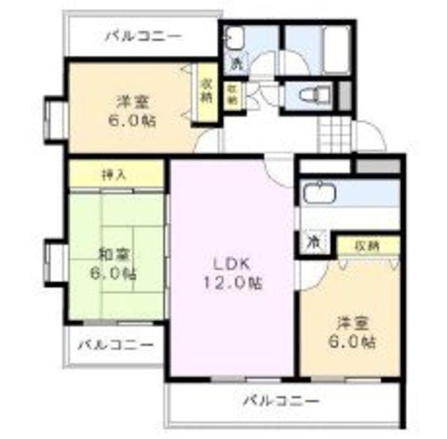 サンコートあかね台(3LDK/4階)の間取り写真