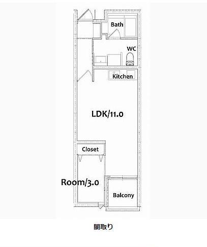 APARTMENT 結(1LDK/1階)の間取り写真
