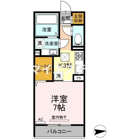 ファグタル(1K/3階)の間取り写真