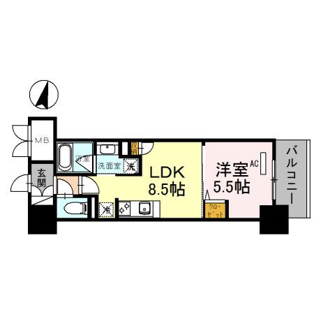 PONTE CIELO(1LDK/5階)の間取り写真
