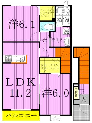 TSウィステリアI(2LDK/2階)の間取り写真